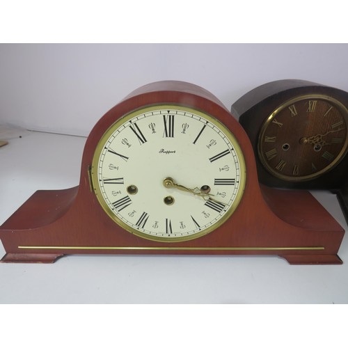 170 - SIX WOOD CASED MANTEL CLOCKS