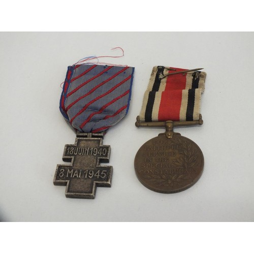 213 - SPECIAL CONSTABULARY MEDAL AND FRENCH LIBRE