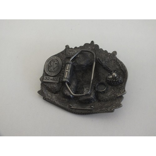 217 - BRITISH BULLDOG PEWTER BELT BUCKLE