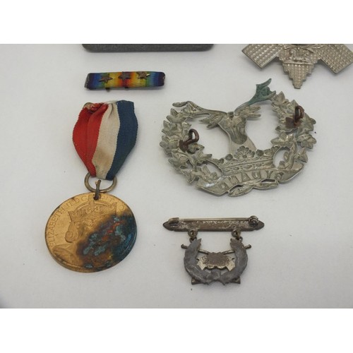 186 - MILITARY CAP BADGES AND MEDALS