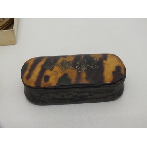 191 - TORTOISESHELL SNUFF BOX, 2 x STRATTON COMPACT AND STRATTON CUFFLINK SET