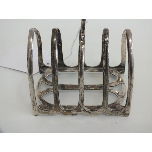 98 - EDWARDIAN STERLING SILVER TOASTRACK CIRCA 1902 - LONDON HALLMARKS