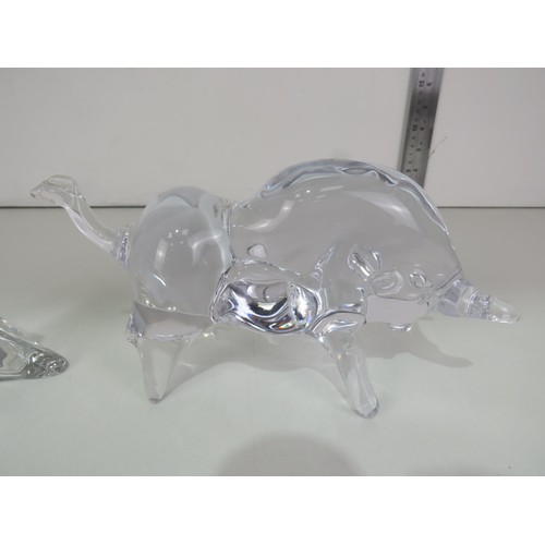 179 - CRYSTAL PARROT AND CRYSTAL BULL ORNAMENTS