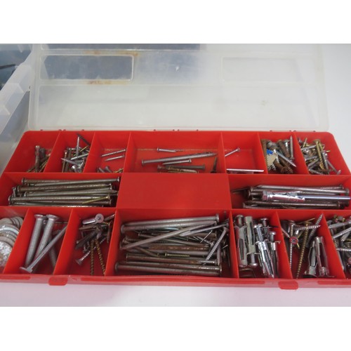 332 - LARGE TUB OF SCREWS, SOCKETS BOSCH DRILL BITS, HOLE CUTTERS, BOLTS, NAILS ETC