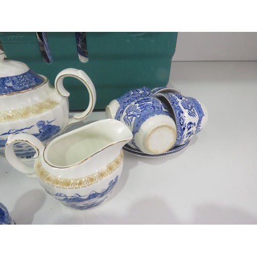 345 - JOBLOT OF BLUE AND WHITE POTTERY INCLUDES- TEAPOTS, TUREENS, PLATES, CUPS, SAUCERS, EGG CUPS ETC