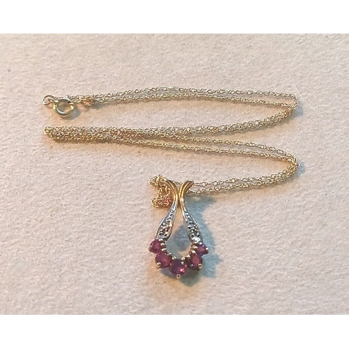 254 - 9ct Gold Diamond & Ruby Pendant 17