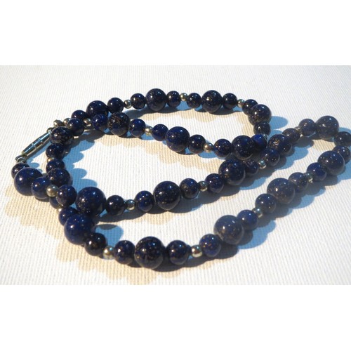 231 - LAPIS LAZULI BEADED NECKLACE WITH SCREW CLASP and A ROOT BEER BAKELITE CUFF BANGLE