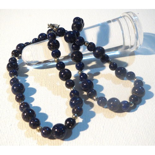 231 - LAPIS LAZULI BEADED NECKLACE WITH SCREW CLASP and A ROOT BEER BAKELITE CUFF BANGLE