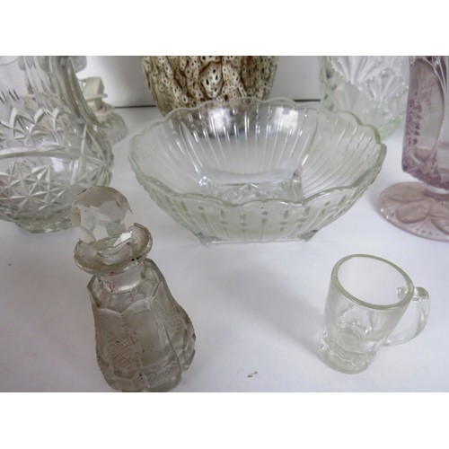 349 - GLASSWARE, VASES, LAMP AND LARGE CERAMIC GLAZED VASE ETC