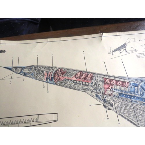 351 - 5 x RETRO POSTERS INCLUDES CONCORDE PLAN DRAWING, FORMULA 1 RACING CARS ETC