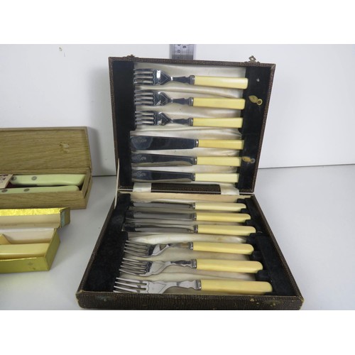 352 - TWO TRAYS OF BOXED CUTLERY AND CANTEEN CUTLERY SETS