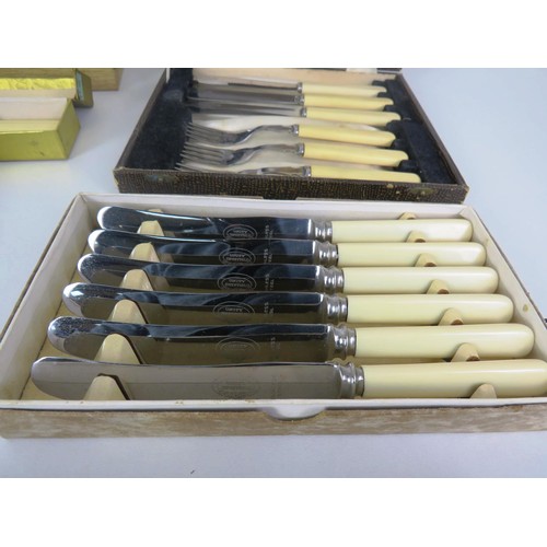 352 - TWO TRAYS OF BOXED CUTLERY AND CANTEEN CUTLERY SETS