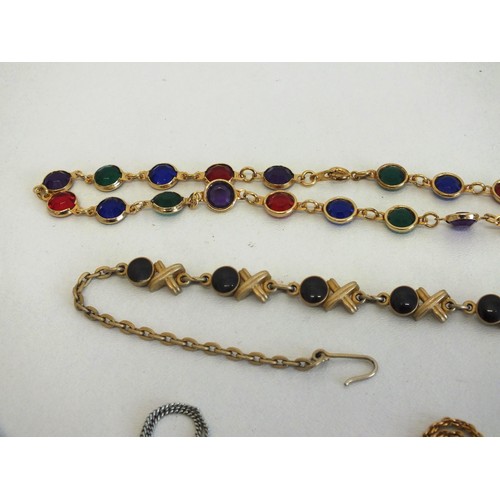 242 - 5 x NECKLACES INCLUDES SWAROVSKI, JOAN RIVERS GOLDTONE WITH LORGNETTE MAGNIFYING GLASS PENDANT, ROSE... 