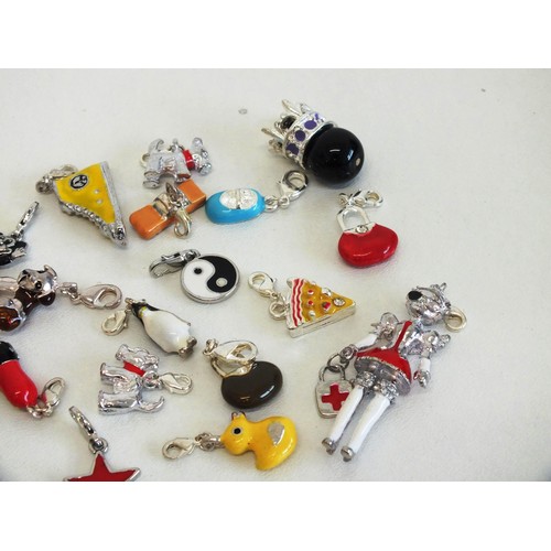 248 - 30 x SILVERTONE & ENAMEL CLIP ON JEWELLERY CHARMS