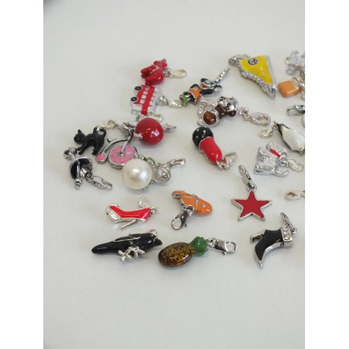 248 - 30 x SILVERTONE & ENAMEL CLIP ON JEWELLERY CHARMS