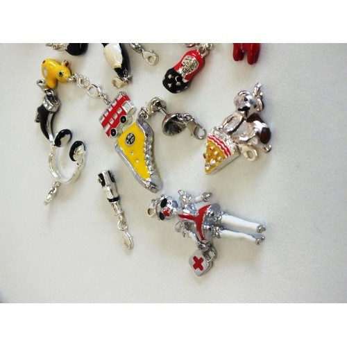 250A - 30 x SILVERTONE & ENAMEL CLIP ON JEWELLERY CHARMS