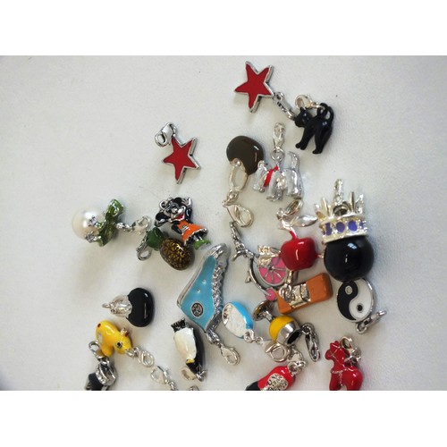 250A - 30 x SILVERTONE & ENAMEL CLIP ON JEWELLERY CHARMS