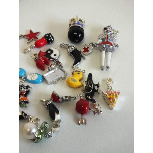 260A - 30 x SILVERTONE & ENAMEL CLIP ON JEWELLERY CHARMS