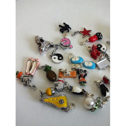 260A - 30 x SILVERTONE & ENAMEL CLIP ON JEWELLERY CHARMS