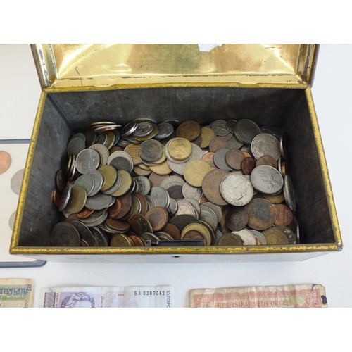 395 - COLLECTION OF MULTIPLE COUNTRY COINS AND BANKNOTES