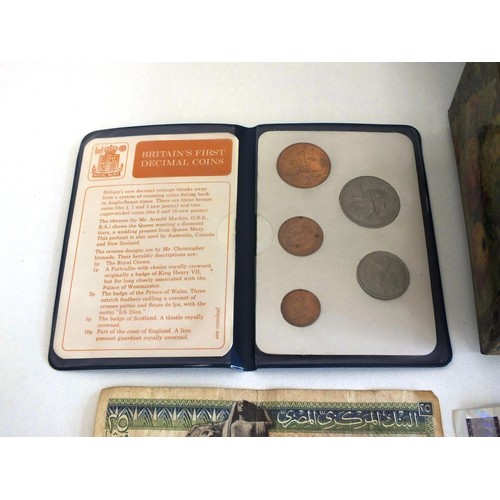 395 - COLLECTION OF MULTIPLE COUNTRY COINS AND BANKNOTES