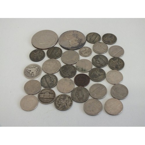 396 - 1895 QUARTED DOLLAR, DIMES AND DOLLARS 30 COINS IN TOTAL