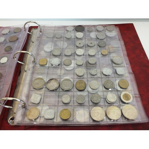 398 - FOLDER CONTAINING SIX SHEETS OF VARIOUS COUNTRY COINS