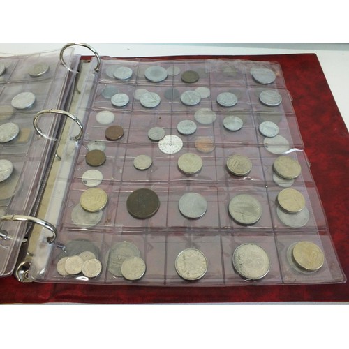 398 - FOLDER CONTAINING SIX SHEETS OF VARIOUS COUNTRY COINS