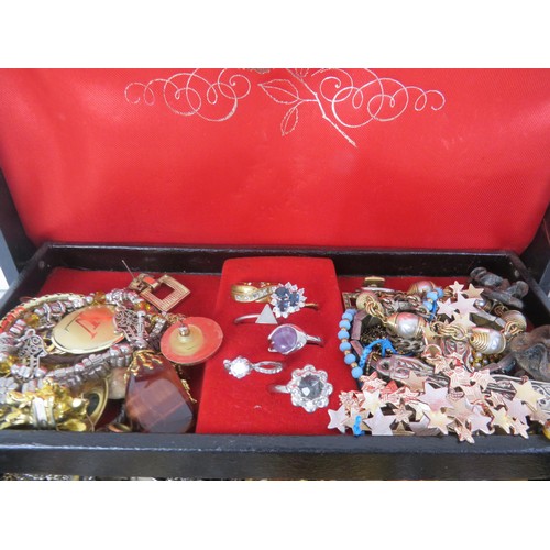 193 - 2 x JEWELLERY BOXES FULL OF COSTUME JEWELLERY INCLUDING PHILLIP DESIGN, GOLD PLATE ETC