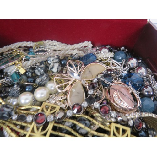 193 - 2 x JEWELLERY BOXES FULL OF COSTUME JEWELLERY INCLUDING PHILLIP DESIGN, GOLD PLATE ETC