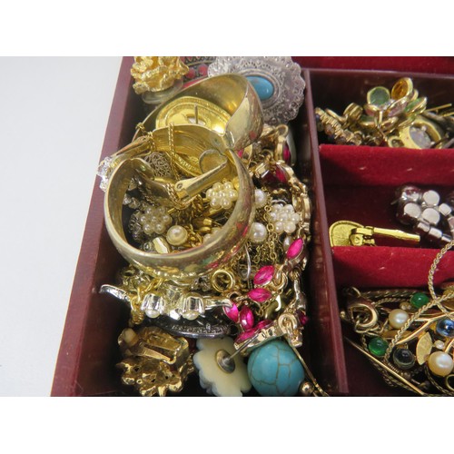 193 - 2 x JEWELLERY BOXES FULL OF COSTUME JEWELLERY INCLUDING PHILLIP DESIGN, GOLD PLATE ETC