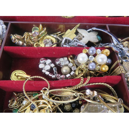 193 - 2 x JEWELLERY BOXES FULL OF COSTUME JEWELLERY INCLUDING PHILLIP DESIGN, GOLD PLATE ETC