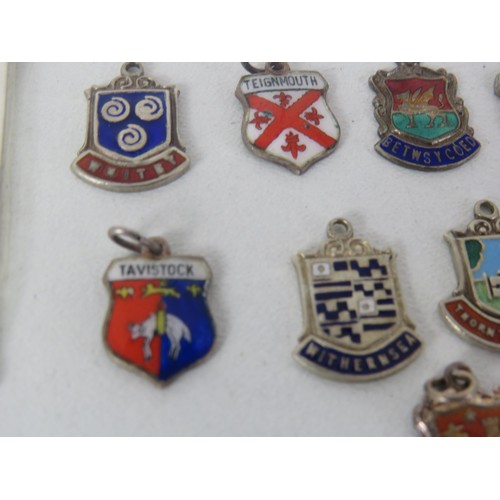 195 - 11 x STERLING SILVER ENAMEL SOUVENIER CHARMS