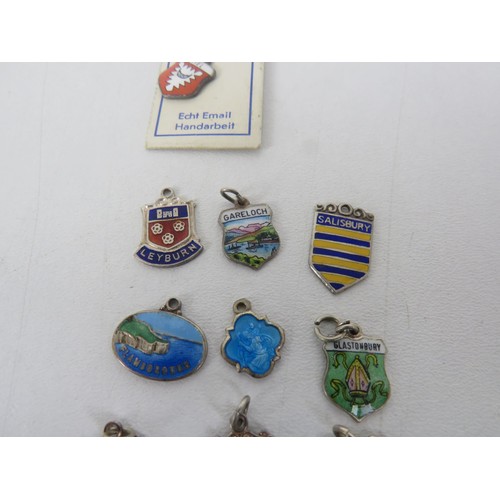 198 - 11 x STERLING SILVER ENAMEL SOUVENIER CHARMS