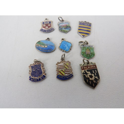 198 - 11 x STERLING SILVER ENAMEL SOUVENIER CHARMS