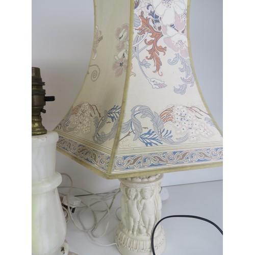 344 - SELECTION OF LAMPS INCLUDING MARBLE BASE, CERAMIC, CHINESE ETC