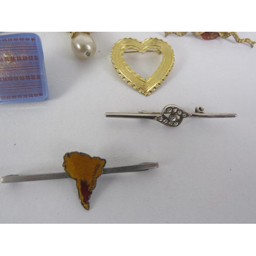 264 - 25 x BROOCHES INCLUDING CERAMIC, GOLD TONE etc