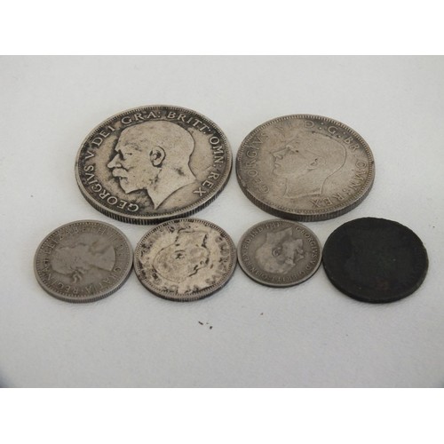 289 - 6 x PRE DECIMAL COINS TO INCLUDES 1922 HALF CROWN 1920 THREEPENCE, 1942 SIXPENCE ETC