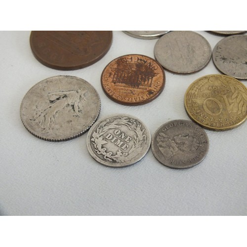 291 - JOBLOT OF ALL WORLD COINS INCLUDING 1933 SOUTH AFRICAN 3D, 1911 ONE DIME AND 1918 1 FRANC