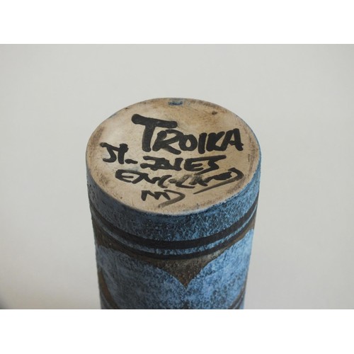 294 - TROIKA CYLINDRICAL VASE BY MARILYN PASCOE, HEIGHT 5.5