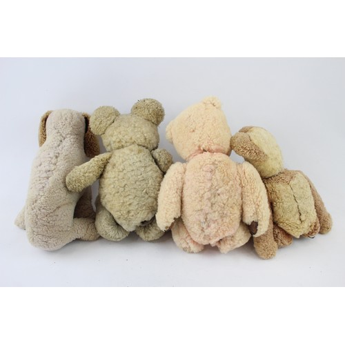 413 - 4 x Assorted Vintage SOFT TOYS Inc Teddy Bears, Dog, Jointed, Wool Etc