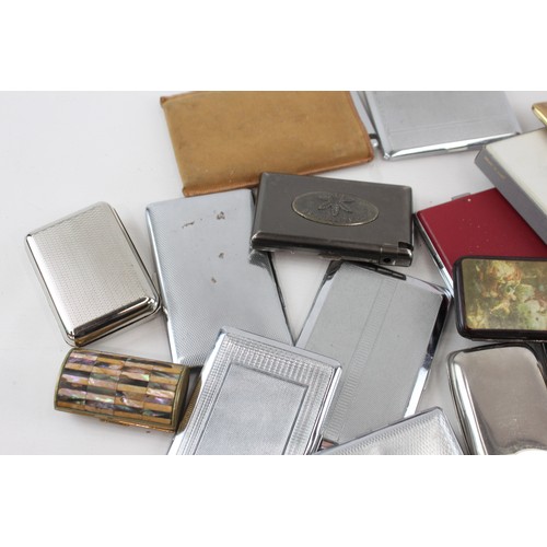 471 - 20 x Assorted Vintage TOBACCIANA Cigarette Cases inc Silver Plate, Souvenir etc