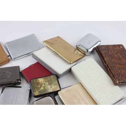 471 - 20 x Assorted Vintage TOBACCIANA Cigarette Cases inc Silver Plate, Souvenir etc