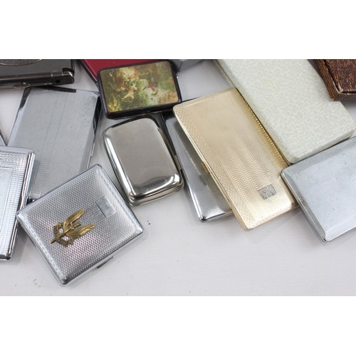 471 - 20 x Assorted Vintage TOBACCIANA Cigarette Cases inc Silver Plate, Souvenir etc