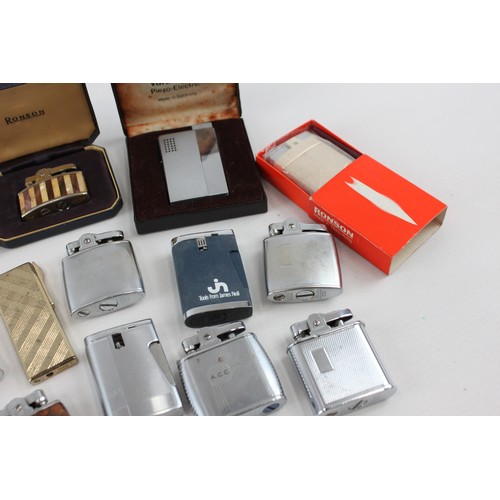 469 - 16 x Assorted Vintage RONSON Cigarette Lighters Inc Whirlwind, Standard, Viking