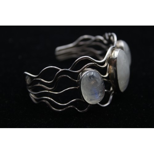 472 - .925 Moonstone Set Cuff Bangle (46g)