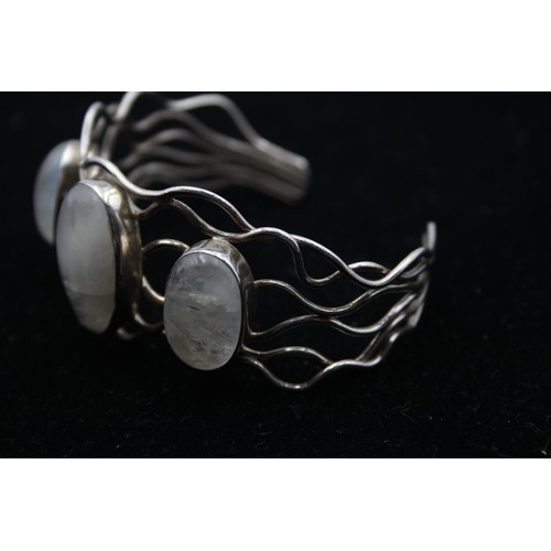 472 - .925 Moonstone Set Cuff Bangle (46g)