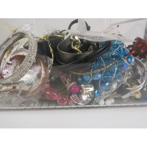 229 - TUB FULL OF COSTUME JEWELLERY INCLUDES NECKLACES, EARRINGS, BROOCHES etc