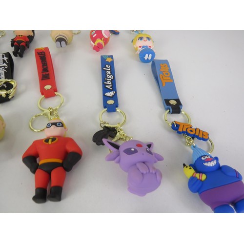 259 - 16 x NOVELTY KEYRINGS INCLUDES TROLLS, MY LITTLE PONY, ADDAMS FAMILY, STRANGER THINGS