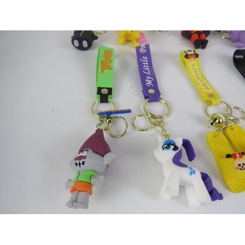 259 - 16 x NOVELTY KEYRINGS INCLUDES TROLLS, MY LITTLE PONY, ADDAMS FAMILY, STRANGER THINGS